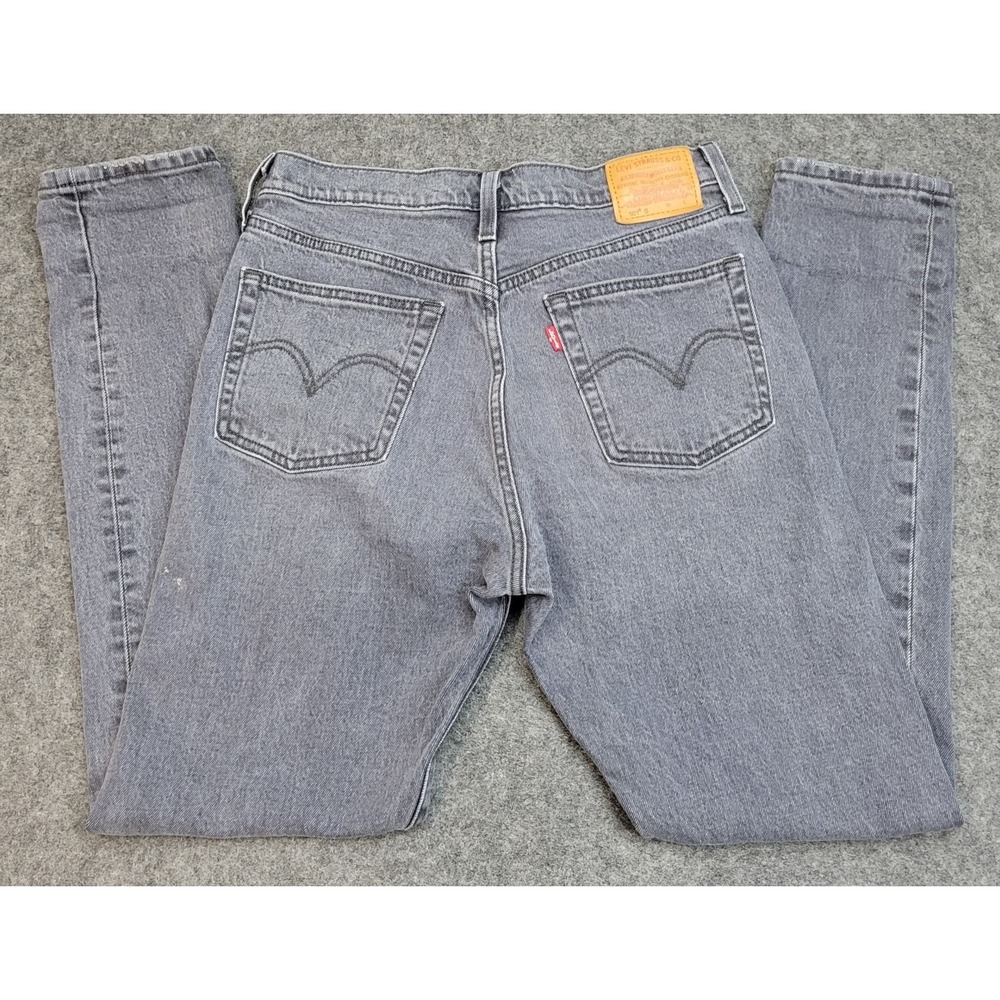 Levis 501 Jeans Womens 28X30 Gray Denim Red Tab Distress Streetwear Button Fly